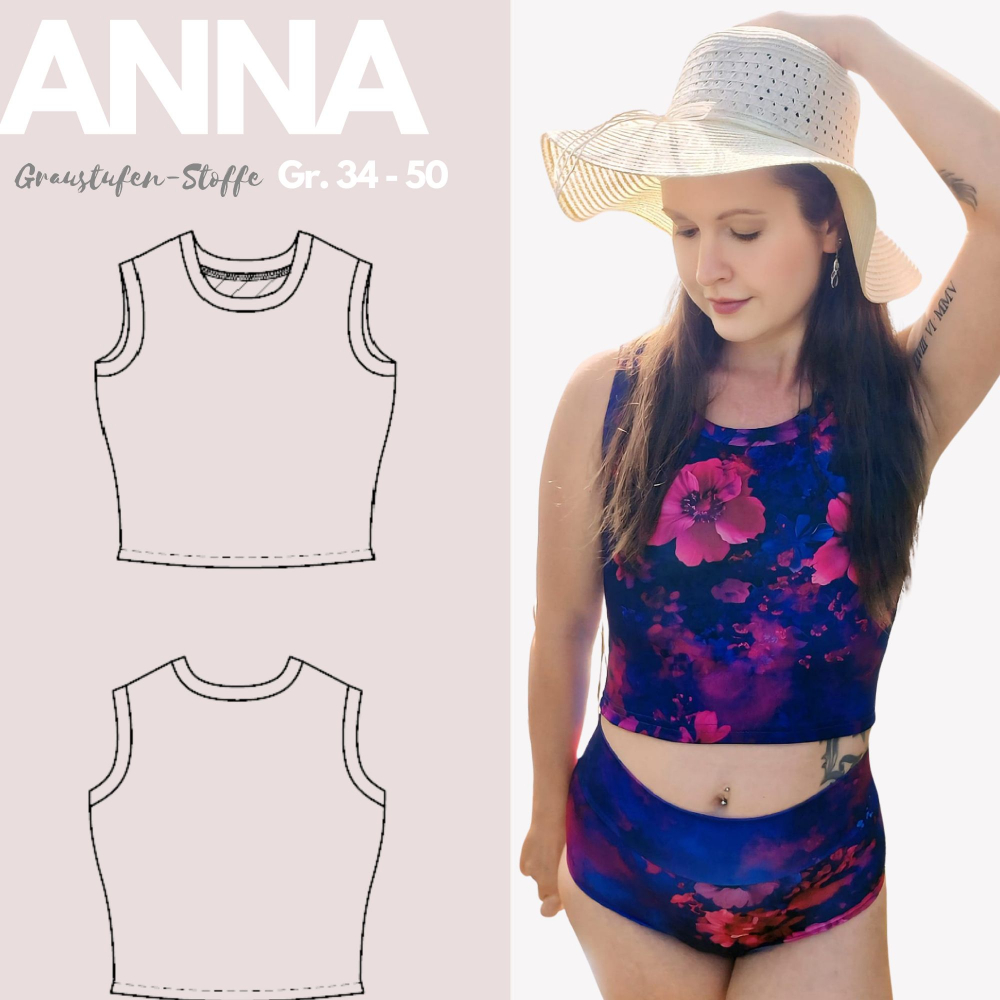 PDF-Schnittmuster: Crop-Bikini-Top-Anna Gr. 34 - 50